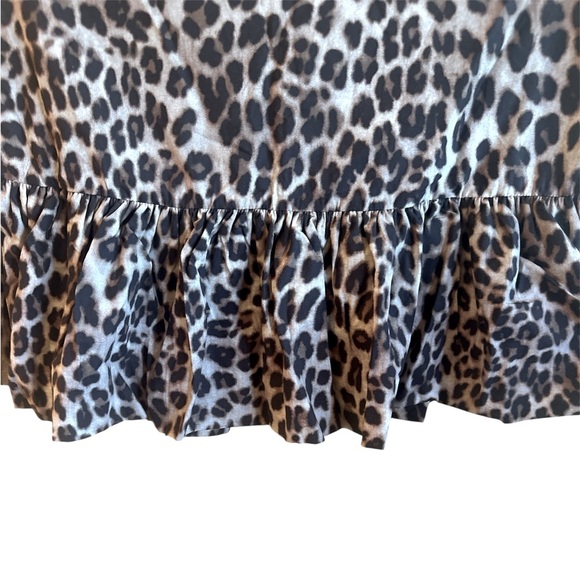 So Me Leopard Print Mini Skort Size XL Cream Black Brown Side Zipper Bubble Hem - Picture 4 of 13